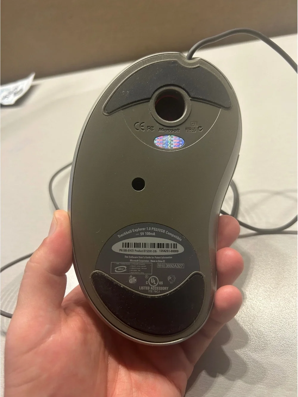 Microsoft Wired Trackball Optical Mouse USB Silver with Red Trackball